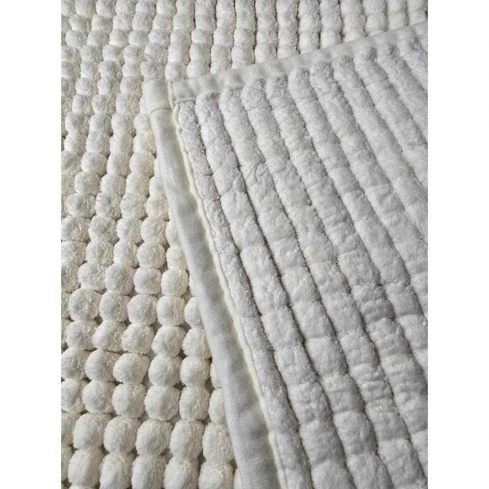 New Cream/White Freshmint Chenille Non Slip Bath Mat Rug 32x20